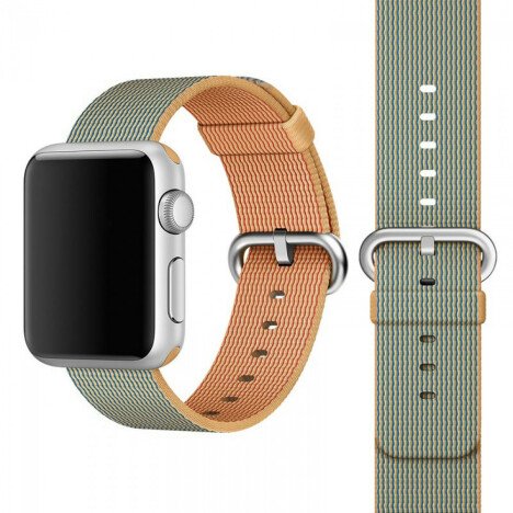 Curea iUni compatibila cu Apple Watch 1/2/3/4/5/6/7, 40mm, Nylon, Woven Strap, Gold/Gray