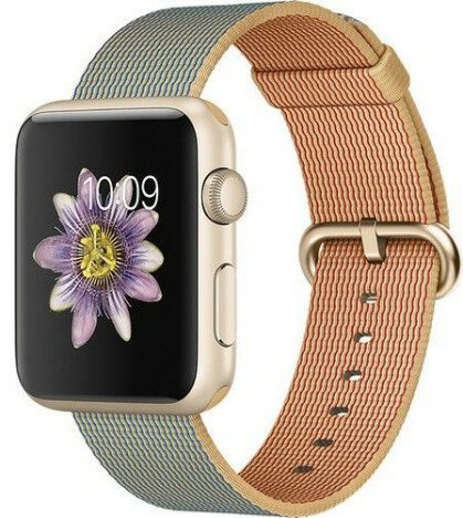 Curea iUni compatibila cu Apple Watch 1/2/3/4/5/6/7, 40mm, Nylon, Woven Strap, Gold/Gray